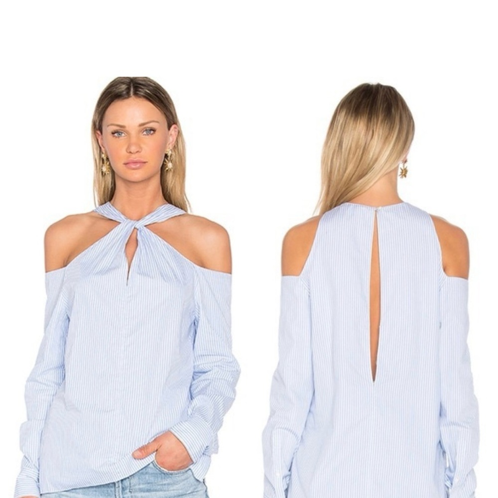 rag & bone Light Blue Off-Shoulder Blouse
